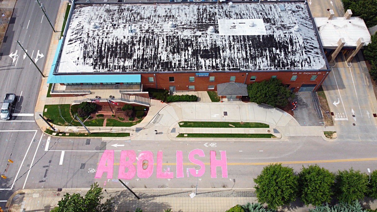 SmashRacism919's tweet image. “ABOLISH” painted by protestors in front of the downtown Raleigh police station.
The people demand abolition now!