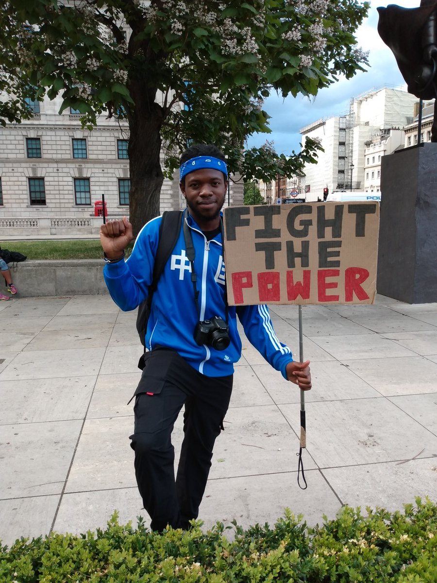 Greeting @MrChuckD this young man was part of the anti-racist rally in London today #BlackLivesMatterUK #blacklivesmatter #justiceforblacklives