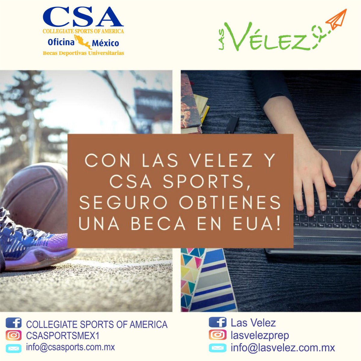 csasportsmex's tweet photo. CSA Sports @csasportsmex1  se encarga de la parte deportiva! 
Las Velez @lasvelezprep te preparan para el SAT! 
Con esta combinación seguro obtienes una beca deportiva universitaria en EUA.

#csasportsmex1 #experiencia #college #studentathlete #becasdeportivasenusa #deporte https://t.co/TRAostpR51