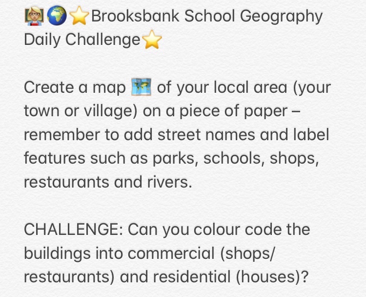 bbsgeography's tweet image. 👩🏼‍🏫🌍⭐️TODAY’S GEOGRAPHY CHALLENGE⭐️ To kick off #BBSMapWeek, we would like you to draw a map of your local area. Check the info in the image below 🗺😀🌍 Please #RT! 🙋🏽‍♀️🙋🏻‍♂️ #UK #Mapping #Maps #School #Geography #HomeSchoolUK #Learning @thebrooksbank
