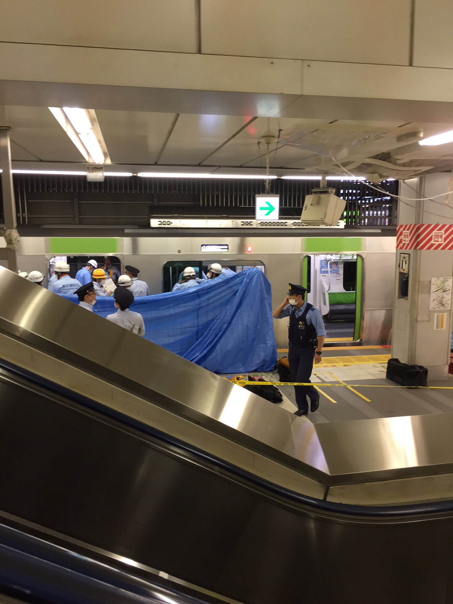 渋谷駅の人身事故現場の画像