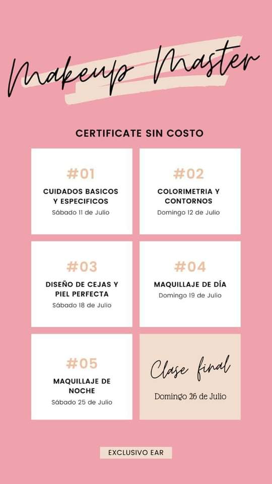 Chicas curso de maquillaje gratuito certificable patrocinado por marca artistry inicia el 11 de julio para inscribirse al 3192507435 hablaran con kris de parte de cianuro