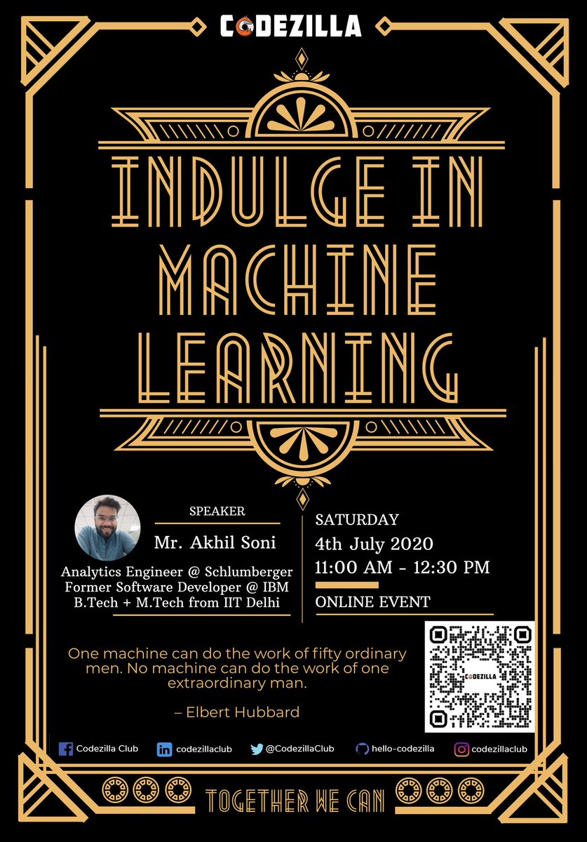 CodezillaClub's tweet photo. #webinar alert!! ⚠️
"INDULGE IN MACHINE LEARNING"
Registration is open!!
Hurry up and grab your seat for this exciting #handsonlearning #webinar 🔥
Register free @ :
https://t.co/kC7xvdu1Wa

#codezilla #Mozilla #MachineLearning #Coding #NeuralNetworks #event #skills #Oppurtunity https://t.co/KDG2OWotGu