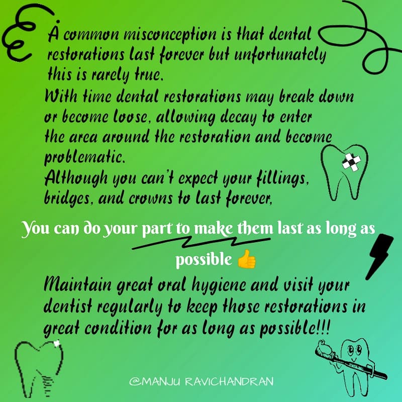 Manjuu1802's tweet photo. HOW LONG WILL MY DENTAL RESTORATION LAST??
#dentalfacts #dentalhumor #dentistry #dentalstudents #patient #oralcare #restoration #dentalrestoration #dentalfilling #ceramics #endodontics #crownandbridge #hyderabadblogger #dentistryworld #drmanjuravichandran https://t.co/XVnPRBV7ga