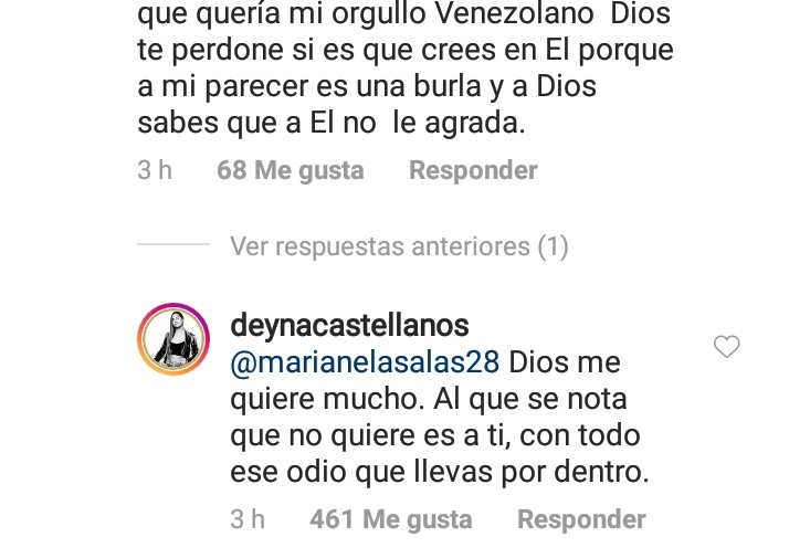 La respuesta de la jugadora en Instagram.