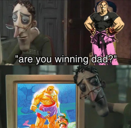 the "are you winning dad" meme from coraline, only coraline is da...
