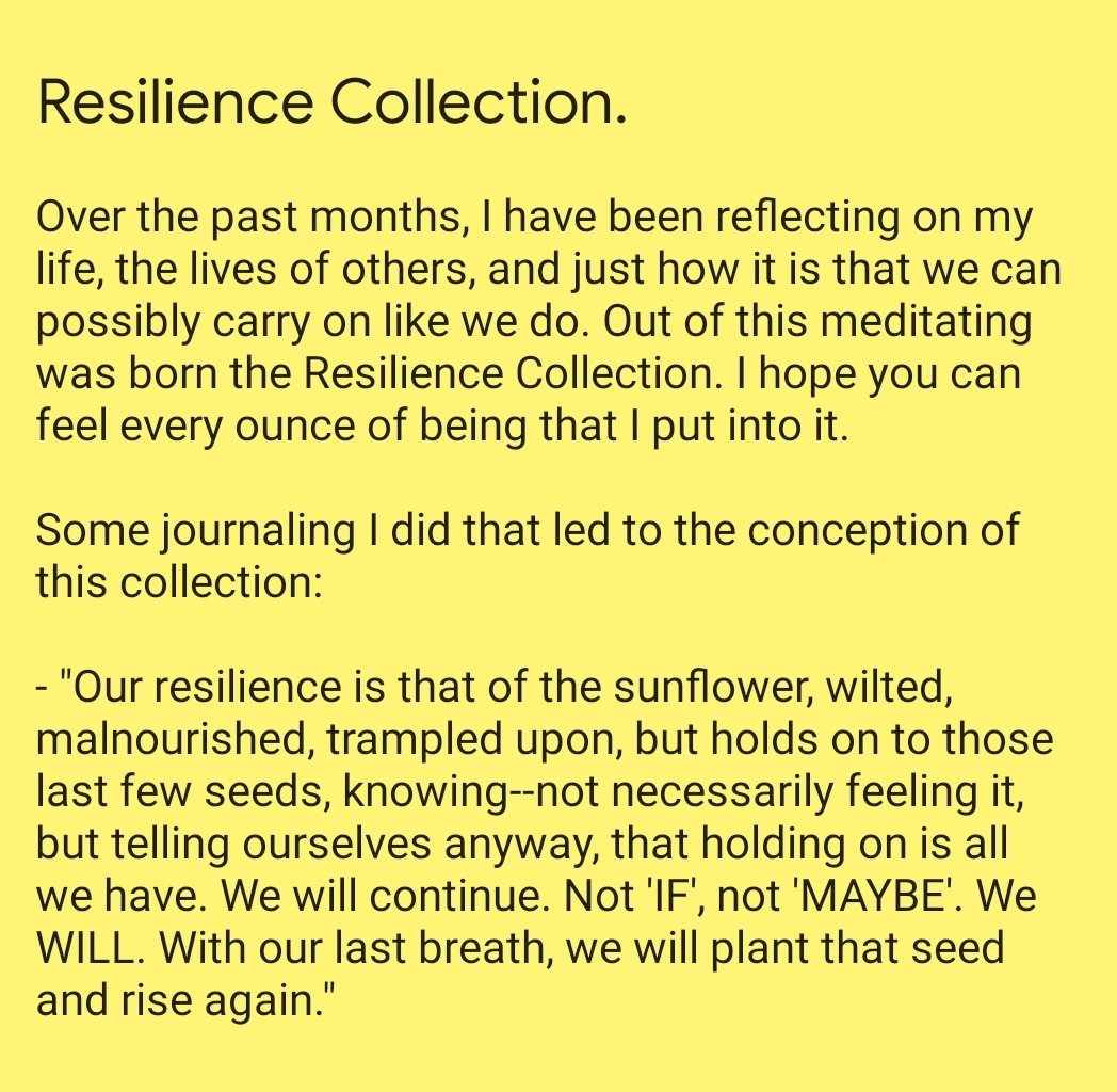sjulietbravo's tweet photo. I 10000% feel like I'm gonna throw up, but here is my baby, out there for all the world to see!

RESILIENCE COLLECTION.
DROP ONE @ MIDNIGHT.
https://t.co/xmOR2kGeWu https://t.co/mYVUiY5ast