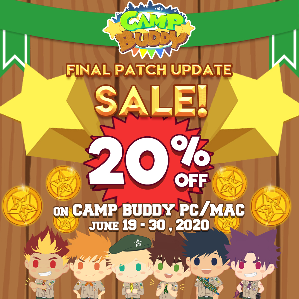 blitsblgames's tweet photo. Hey, buddies! Just two days left on the Camp Buddy sale - it'll be ending on June 30th at 12:00 PM EDT, so make sure and get it while you can! https://t.co/i04iZqfXzi