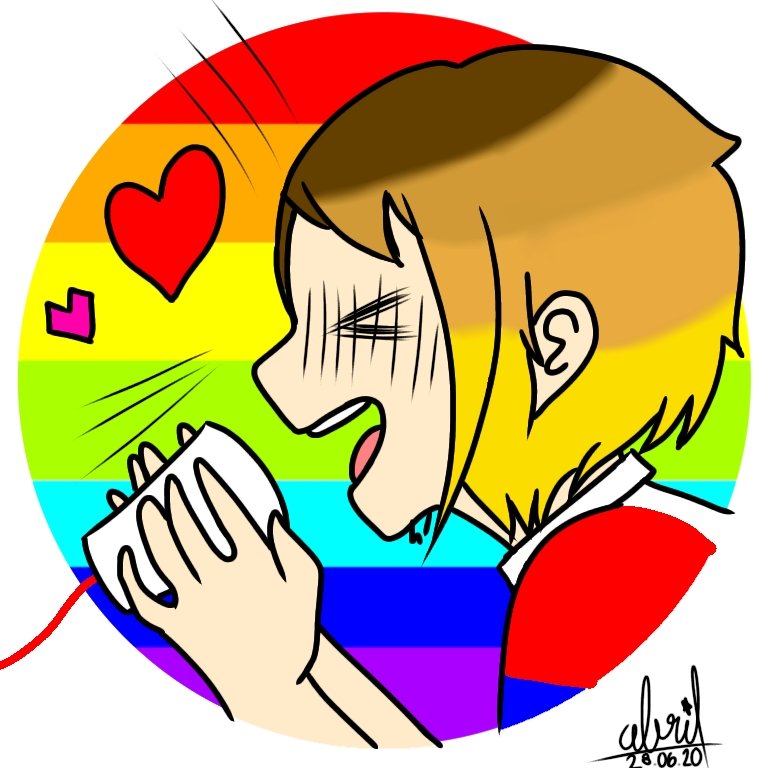 Mejor tarde que nunca xd
#PrideMonth #Pride 
Amor es amor! Respeta los guatos de los demás!
Dibujo hecho con las bases de <a href="/MeoSK01/">めおすけ</a>