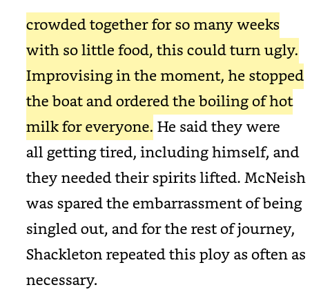 10/ Shackleton embodied both of the above.He considered every factor and sought precise and better solutions.Case in point – his reaction when the grumpy Harry McNeish, suddenly stopped rowing during the attempt to reach South Georgia Island from Elephant Island: