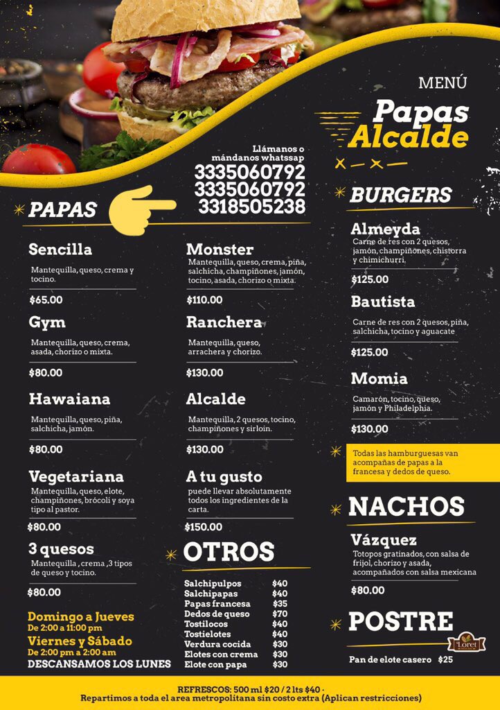 Deadpoolmx2's tweet photo. Tienes hambre? Una  excelente eleccionn PAPAS ALCALDE 
De @ChivaMister 
Hagan sus pedidos 

#GDL 

#ApoyemosLocal
#JuntosSaldremosAdelante https://t.co/Vd1EibRJFa