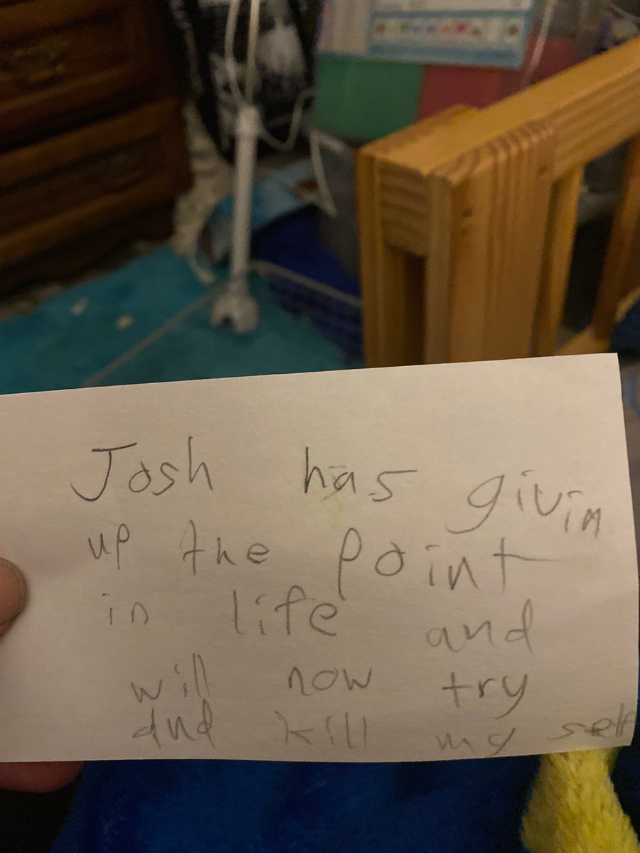 This is my brother Josh. He’s been having a really rough time lately and today he handed my mom the note below. He’s 10 years old. I want to show my brother how much awesome and loved he is so feel free to rt/like/comment and I’ll make sure he gets the message 😌