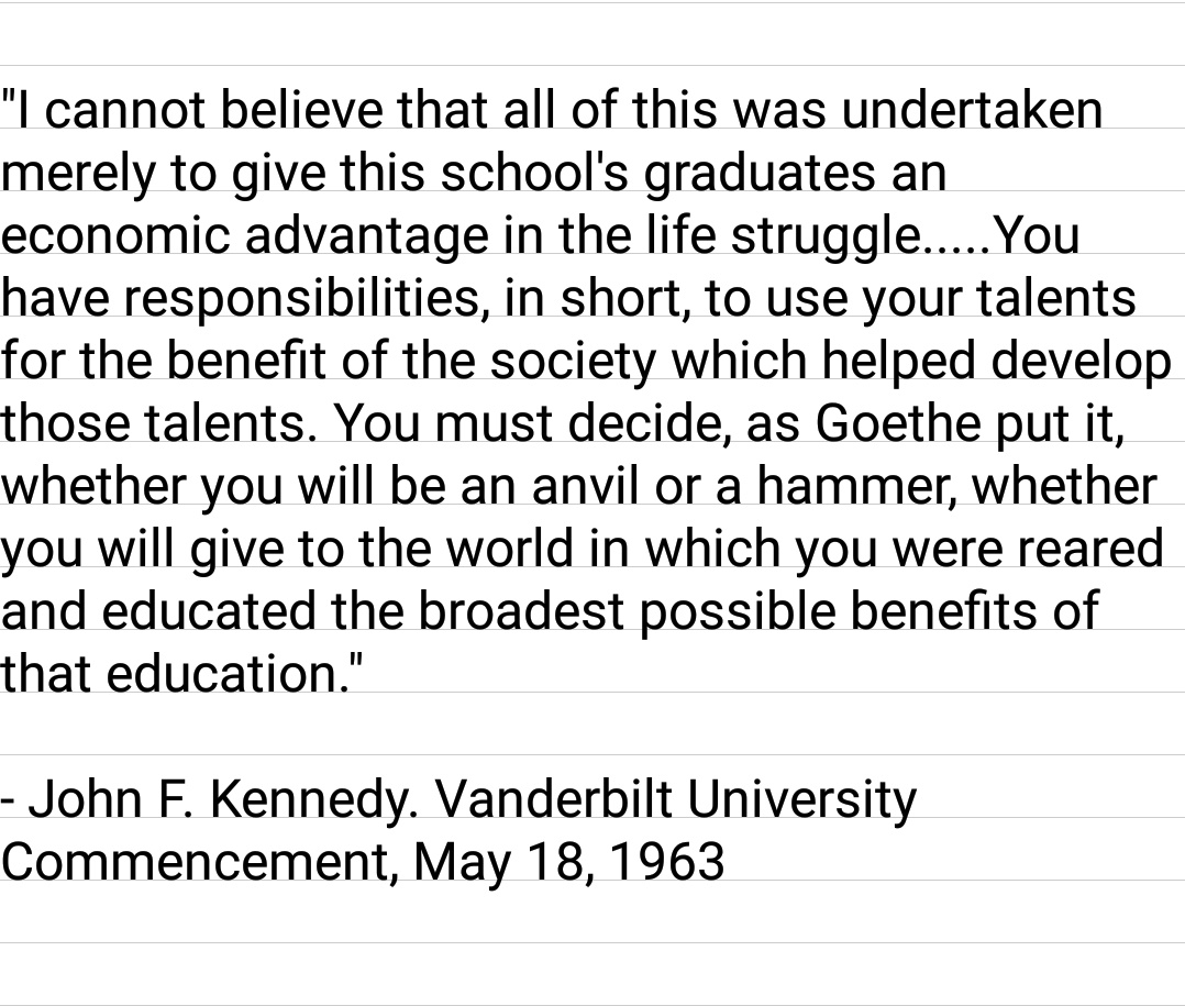 It reminds me of this quote from a speech  #PalumboPIG students listen to and reflect on the last day of class. I'm confident the students will take all of the care, support, and encouragement they have received and spread it throughout the world they are about to enter. 2/3