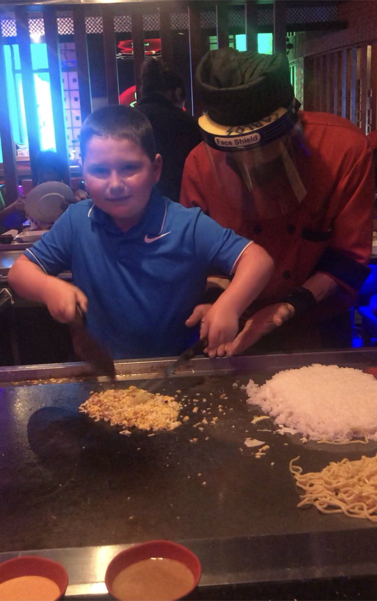 Stivey8's tweet image. My baby boy turned 11 today. Time sure flies.  We had a birthday celebration on vacation with family and another one when we got back home, and then we ate at his favorite restaurant. He even got try his hand at the grill. Happy birthday, buddy. I love you.