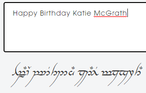 Happy Birthday Katie McGrath in Elvish using  @theringmaker