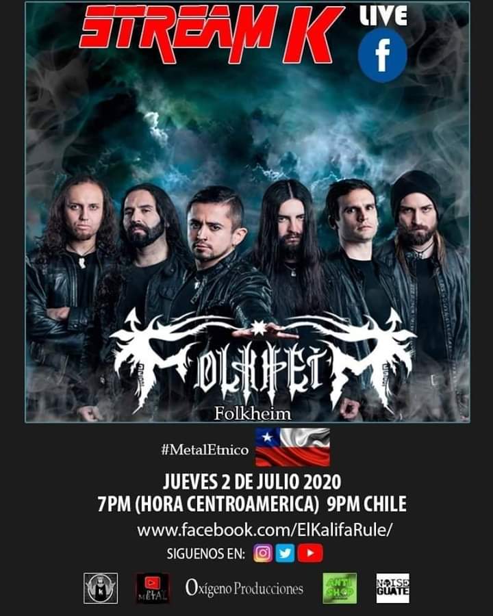 Folkheim's tweet photo. Amigos/as como están.
El jueves 2 de julio, a las 21:00hrs Chile tendremos una entrevista vía streaming con nuestro amigo El Kalifa directamente desde Guatemala.
Su fanpage para mas novedades
https://t.co/x28r8ON5d2
#elkalifarule #streamer #metalmusic #listentometal #folkheim https://t.co/FnfY6ieFW2