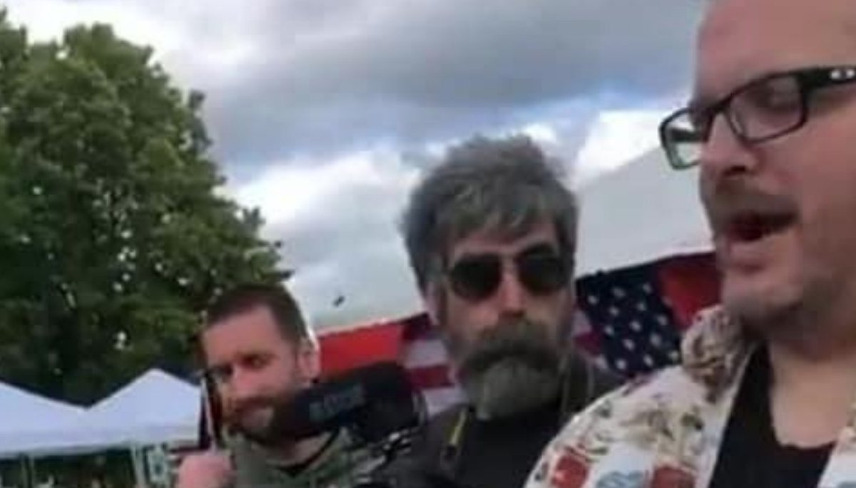 consequence's tweet photo. Not only did Sacha Baron Cohen crash a far-right rally pretending to be a racist country singer, he later returned (in another disguise) to interview them about it: https://t.co/6zS91rwqQq https://t.co/jhc4owfUMb
