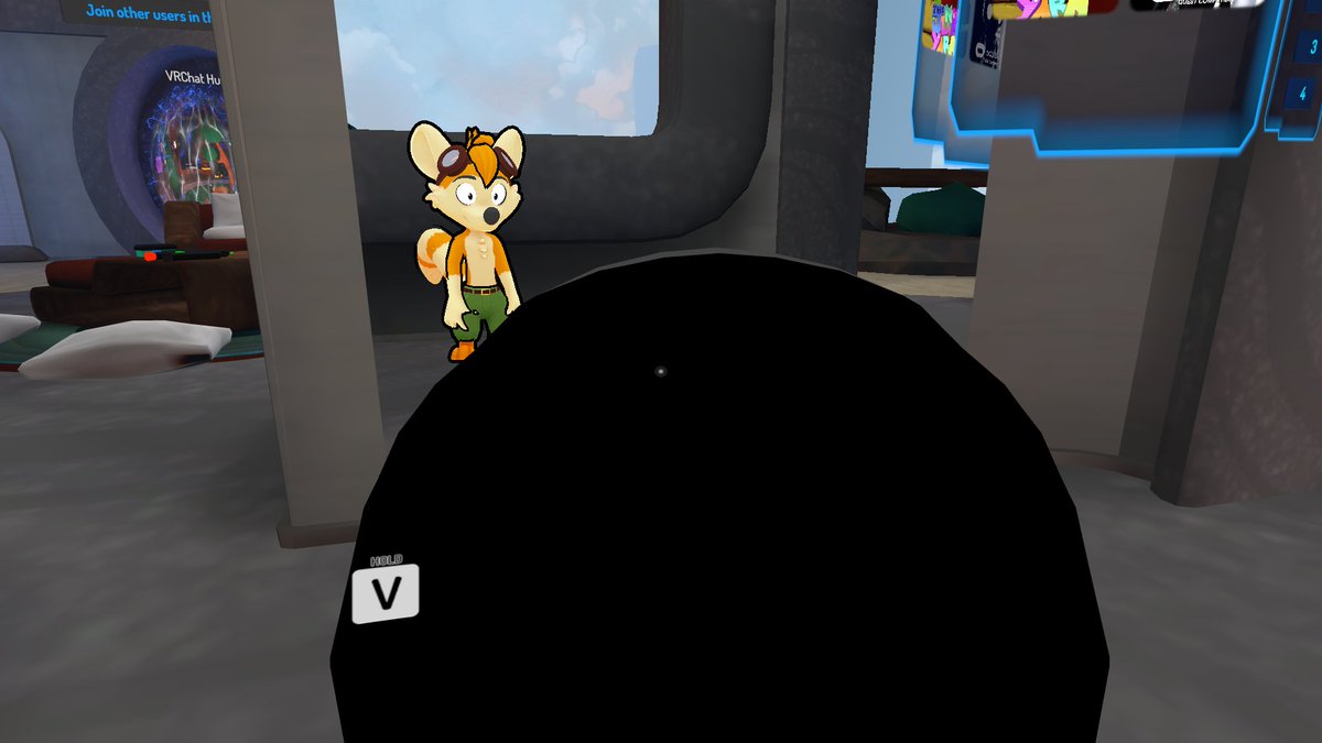 tachiweasel's tweet photo. MY BOOPER IS SO BIG I CAN'T SEE #toonproblems #vrchat https://t.co/A0wQmRun0c