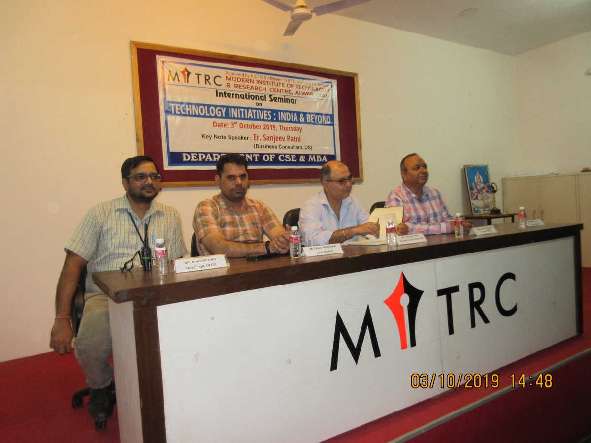 MITRC2's tweet photo. Old Memories 2019-20
#MITRC Department of #CSE successfully organized International Seminar on the Topic “Technology Initiatives: India and Beyond” On 03-Oct-2019.The Spokes Person is Er. Sanjeev Patni Business Consultant in US. https://t.co/7TGRsmShOt