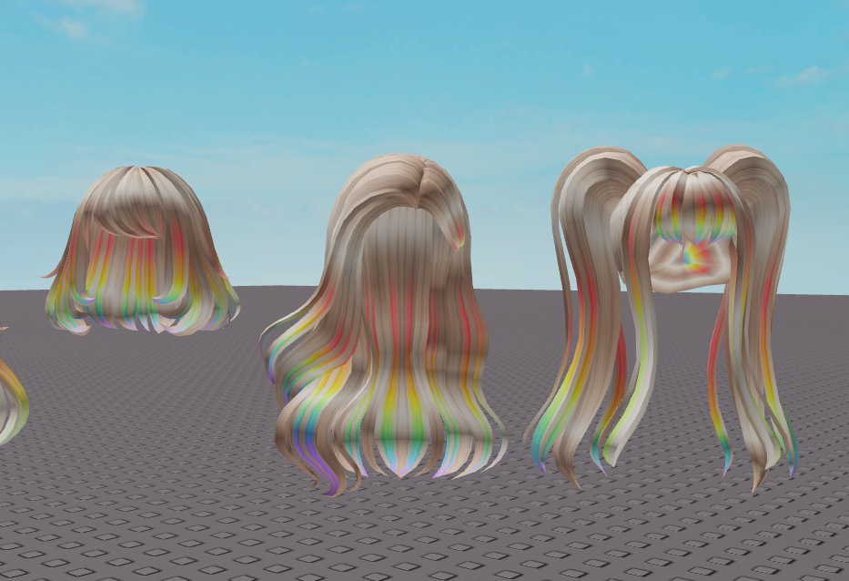 Dream Girl Low Pigtails Blonde To Rainbow - Roblox