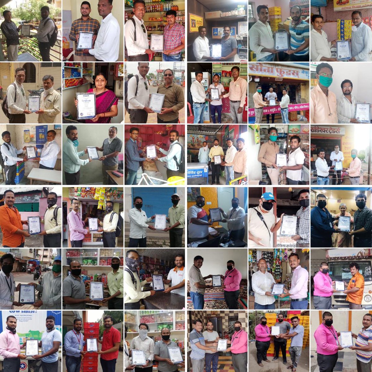 Team Govind in Pune appreciates the commendable efforts of the distributors by felicitating them with honorable certificates. 
.
.
.
#ThankYou #GovindMilk #Distributors #Govind #HappyMakers #StayHome #StaySafe