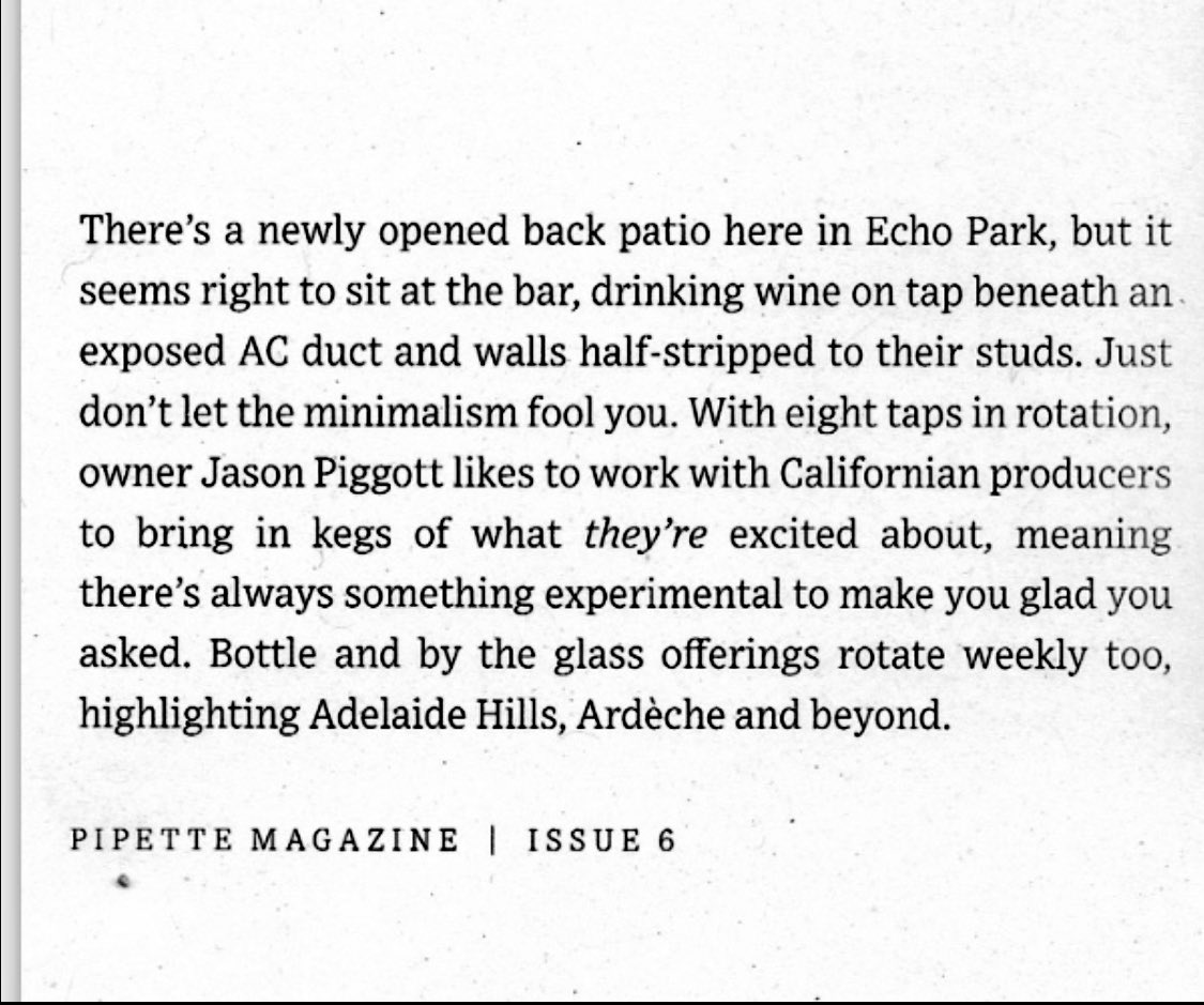 Featured in #pipette #LAcityguide #barbandini #naturalwine