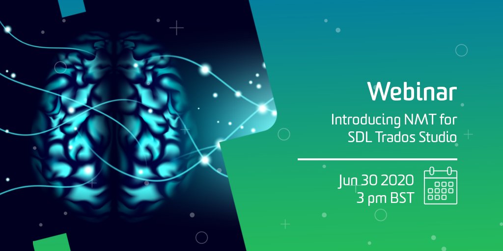 rwstrados's tweet photo. Tomorrow’s webinar introduces the new, state-of-the-art neural machine translation (#NMT) capabilities of #SDLMachineTranslation. 

Translators who use #SDLTradosStudio can take advantage of SDL Machine Translation for free, so join us to learn more: 👉 https://t.co/weOslUHHZl https://t.co/oSCOOY1uTe