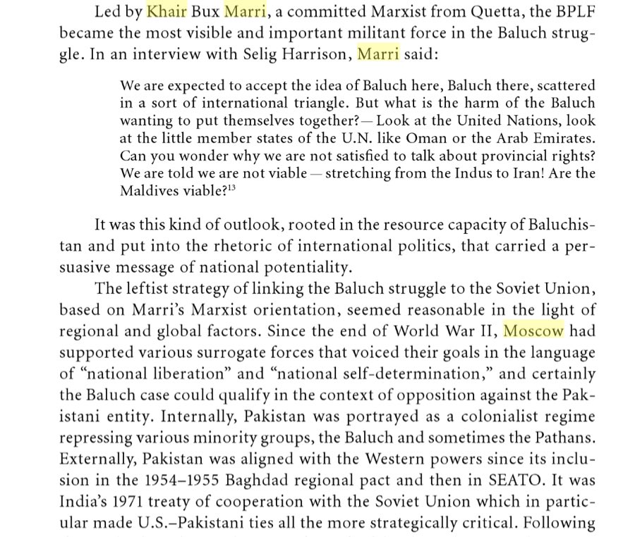 First is:Baloch People’s Liberation Front-BPLF that later became Balochistan Liberation Army- #BLA:In late 1960s Soviet & Indian intelligence agencies recruited Baloch Marxists to destabilize Pakistan.2 of them founded  #BLA:1-Sher Mohammad Marri&2-Hazar Khan Ramkani/19