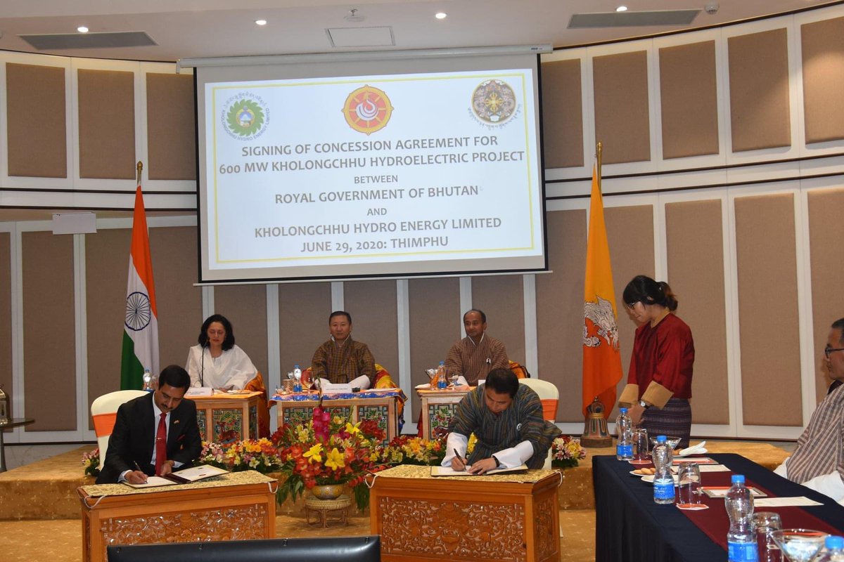 The Concession Agreement of Kholongchhu Hydroelectric Project was signed between the Ministry of Economic Affairs, Royal Government of Bhutan (RGoB), and the Kholongchhu Hydro Energy Limited (KHEL) on 29th June 2020.