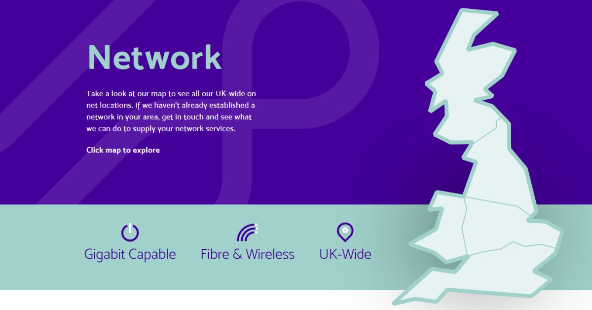 We offer a suite of best in class services across our network footprint #WAN #Leasedlines #wireless #darkfibre #businessbroadband #gigabit #resilience #Fasterbritain lnkd.in/d8DuCBY