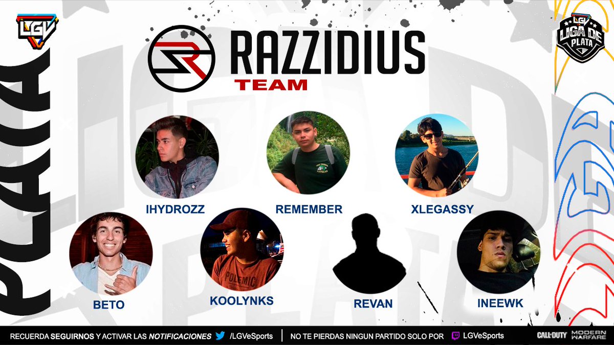 #LigaPlataLGV |

Los chicos de @RazzidiusTeam también participarán dentro de la Liga de Segunda División. ❤️🥈

<a href="/IHydrozz/">ILY hydrozz</a>
@KooLynKs
@RememberCOD
<a href="/iNeewk/">Sxnei</a>
<a href="/xLeGaSsy/">Nyckolas Diaz</a>

#PlayToLGV🎮