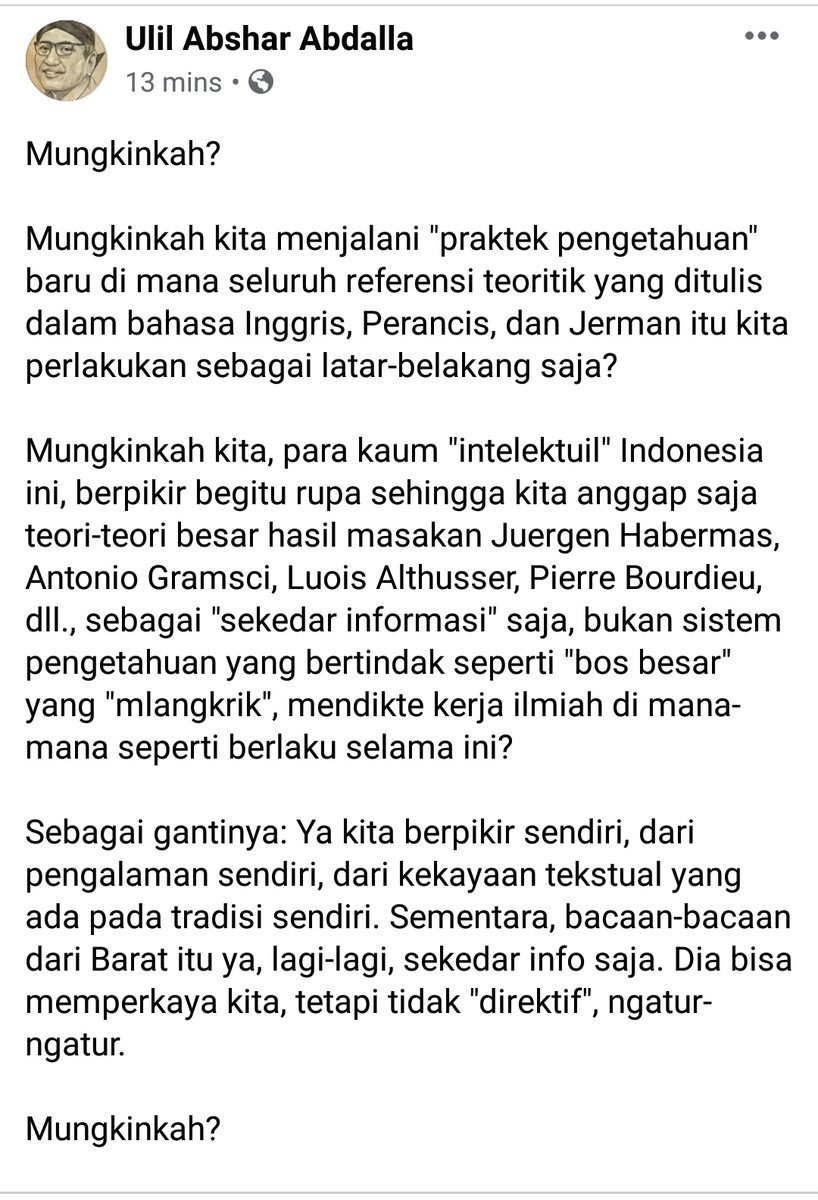 ulil's tweet photo. Mungkinkah? https://t.co/KHc5Py67lQ