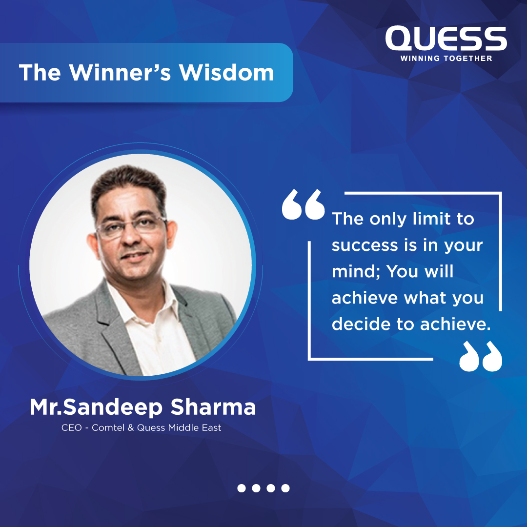 Quess_Corp's tweet photo. Words, thoughts, and ideas, sometimes have the power to influence you and change your course of life. We asked Mr. Sandeep Sharma, CEO - Comtel Solutions, what’s his mantra for success. Here’s what he shared.
#WinningTogether #WinnersWisdom https://t.co/VueNWy8aXz
