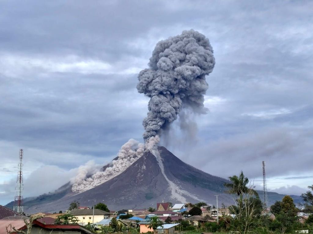 Sinabung Volcano, Indonesia:Mount Sinabung was dormant for 400 years before it erupted in 2010. After a short period of inactivity, it exploded again in 2013 and since has remained highly active.