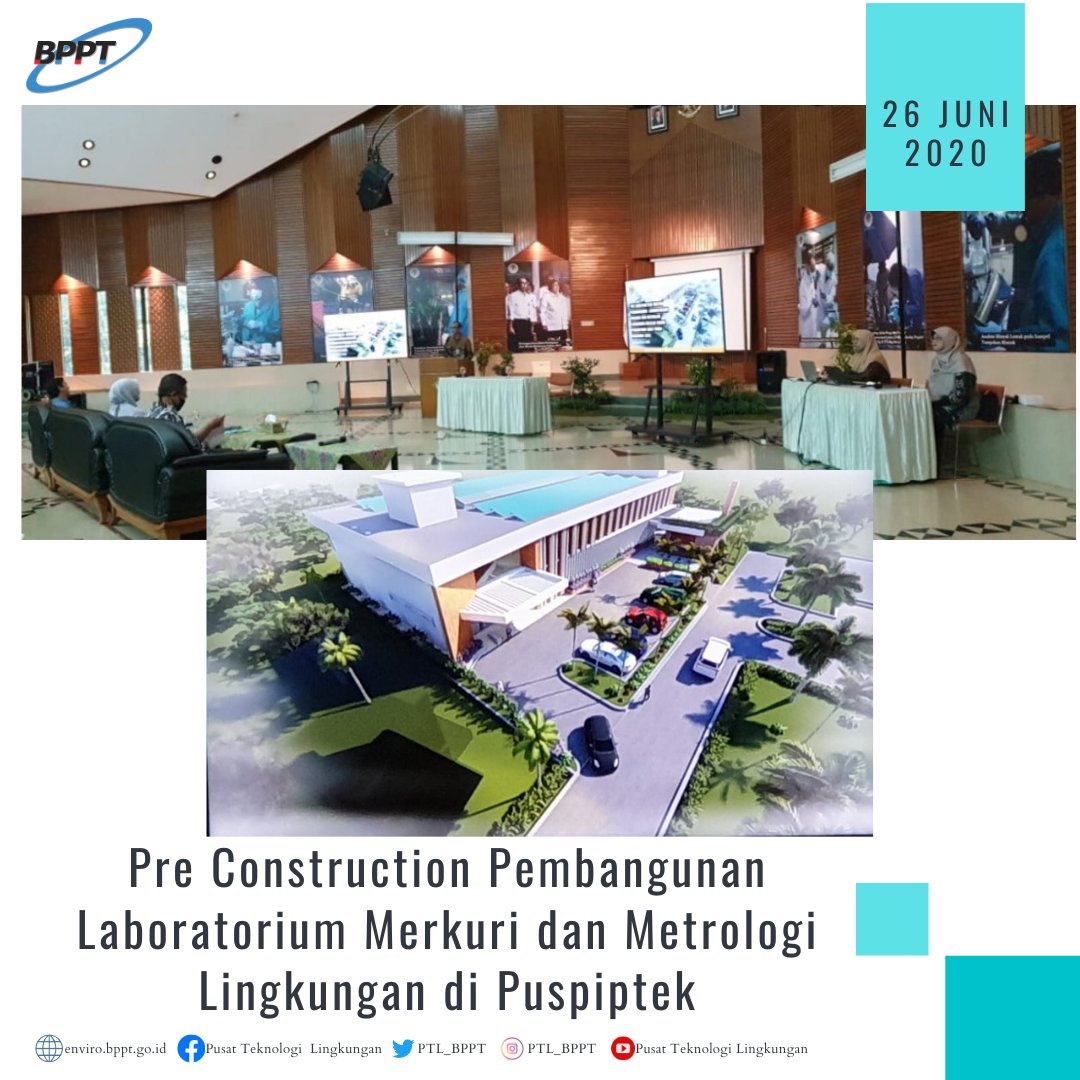 ptl_bppt's tweet image. Jumat (26/06)
Ir. Setiyono, MSi mewakili PTL mengikuti koordinasi Pre Construction Pembangunan Laboratorium Merkuri &amp;amp; Metrologi Lingkungan yg dihadiri perwakilan KLHK, Puspiptek, BPPT, PT Krakatau Engineering, PT Yodya Karya, PT. Biro Arsitek &amp;amp; Insinjur Sangkuriang

#BPPTRI