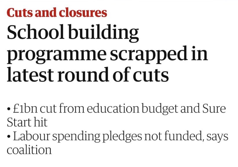 nazirafzal's tweet image. I’m old enough to remember when Michael Gove as Education Minister cancelled £1Bn Labour school building programme in 2010 - programme that Boris Johnson has announced today

A decade when children were starved of the education they deserved

The consequences of which we will pay