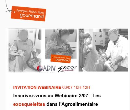 Carsat_RA's tweet photo. #SaveTheDate 📆 Vous voulez en savoir plus sur les #Exosquelettes, leur usage en industrie agroalimentaire
&amp; les conditions de leur mise en œuvre ❓ Inscrivez-vous au Webinaire "Les exosquelettes dans l'Agroalimentaire" le 3️⃣ juillet de 10h à 12h 👉 https://t.co/wDgIlC3xs8 https://t.co/be8IpLR1u8