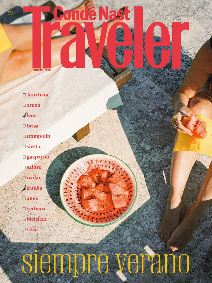 SIEMPRE VERANO

Esta vez no verás destinos en la portada de @cntravelerspain, sino palabras; palabras que hacen posible y rotundo cualquier verano. Un homenaje también a la vida mediterránea... y a la VIDA. 🍉🍉

A partir de mañana en kioscos. #YoSoyTraveler