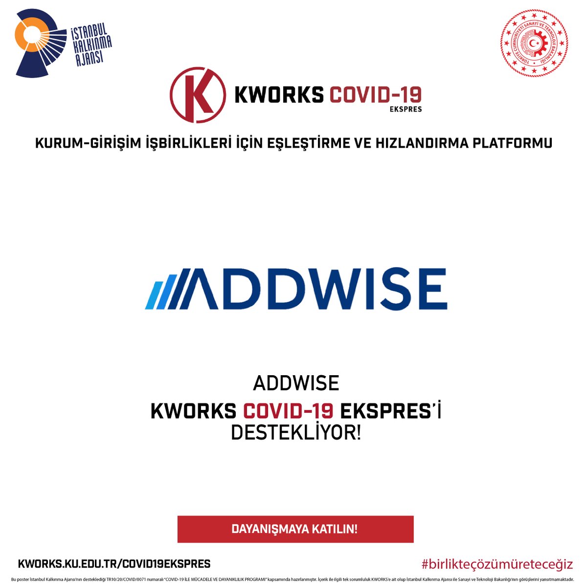 kworkscenter's tweet photo. Addwise, KWORKS COVID-19 EKSPRES Platformunu destekliyor.

KWORKS COVID-19 EKSPRES Platformu'nda paydaşlarımız arasında yer almak ve birlikte çözüm üretmek için web sitemizi ziyaret edebilirsiniz.
https://t.co/ERqLt3nNcD

#birlikteçözümüretiyoruz #KWORKS #İSTKA @istkaorgtr https://t.co/6iVxRipb6s