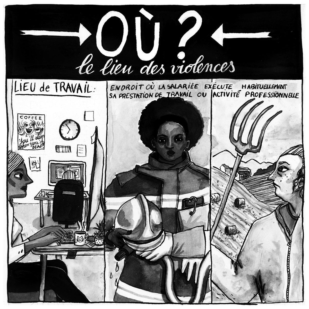 laaatelier's tweet photo. 1/3 📣 LE BUREAU DES VIOLENCES 

Travail : découvrez le 5ème lieu de violences faites aux femmes dans le cadre de notre campagne « Les lieux de la violence, la violence des lieux », labellisée @onufemmesfr &amp; #GénérationÉgalite

#laviolencedeslieux https://t.co/eaDAhJVr4E