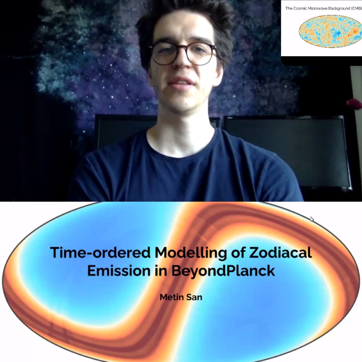 astrofysikk's tweet photo. Sist presentasjon på Zoom i vårsemesteret 2020. @astrofysikk gratulerer Metin San med mastergraden i astrofysikk !
"Å skrive masteroppgave i astrofysikk er vanskelig, men det er også veldig gøy og lærerikt. Velg en oppgave du synes er interessant, jobb hardt, så vil alt gå bra." https://t.co/SXjfHKUItB