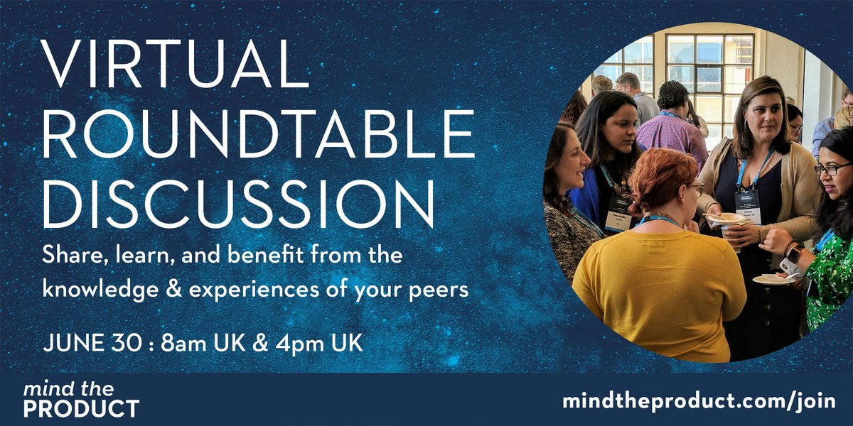 It's our next lot of Prioritised member virtual roundtables tomorrow (8am &amp; 4pm BST)🚀- attend one or both! As chosen by you, we'll be discussing Measuring Success: North Star Metrics, OKRs, &amp; other ways to know if your work is paying off. Sign up today mindtheproduct.com/join