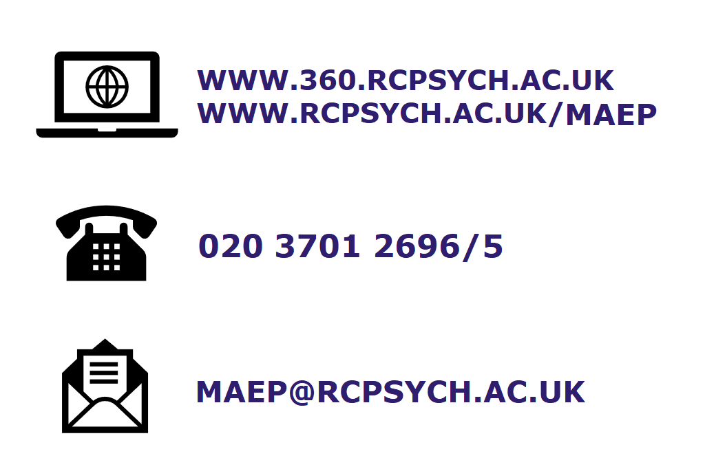 rcpsychCCQI's tweet image. Did you know we offer a 360 #multisource feedback system specifically for expert psychiatric witnesses? It’s a great tool to help with your #revalidation or #appraisal. Get in touch with the MAEP team now!
