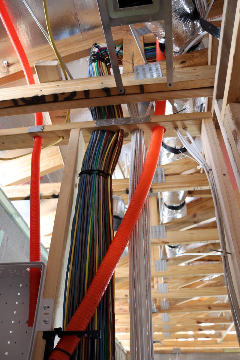 AudioholicsLive's tweet photo. Got cables? This is the #wiring of the main #mediarack for the @AudioholicsLive Audioholics #Smarthome with #HD2020. We've run almost 3 miles of cable through the house so far. Notice the #flex #tubes for future #upgradeability #audiophiiles. Welcome to our #AudioMusicMonday https://t.co/w3bNMbgm1w
