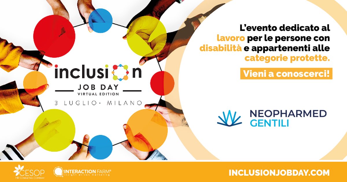 neopharmed's tweet photo. Neopharmed Gentili S.P.A. con il nuovo portale #SuperJob parteciperà Il 3 luglio all’Inclusion Job Day Milano - Virtual Edition organizzato da @CesopCom
Per maggiori info sull’#inclusionjobday e su come partecipare 👉 https://t.co/ON73nsiFLG https://t.co/9IsrNgUDfy
