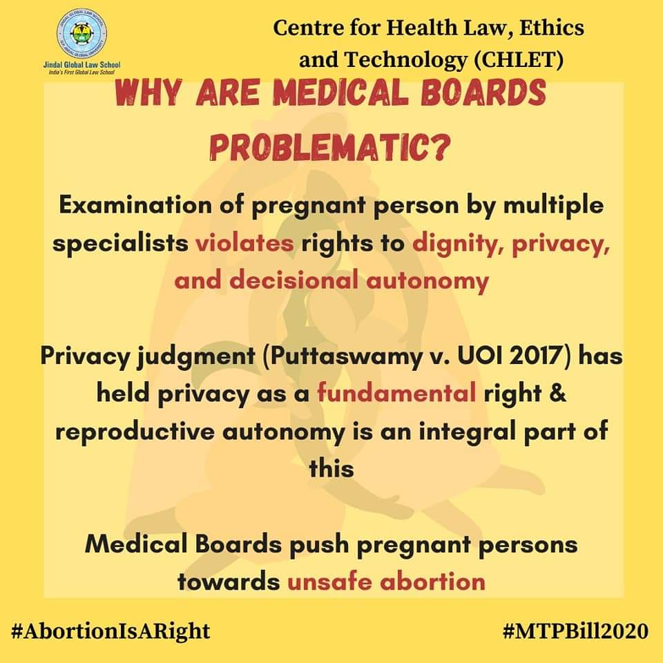 Third-party authorisation can lead to extreme and unnecessary delays in abortion access. Further, an examination of a pregnant person by multiple specialists violates their right to privacy. #AbortionIsARight  #MTPBill2020