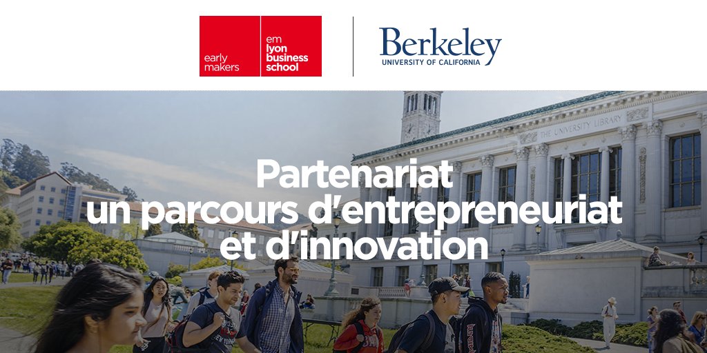 🤝Nouveau partenariat entre @emlyon &amp; <a href="/UCBerkeley/">UC Berkeley</a> : les étudiants du Programme Grande Ecole auront l’opportunité de suivre un parcours #entrepreneuriat et #innovation d’excellence de 11 mois au cœur de la Silicon Valley 👉bit.ly/31sy67k 
#earlymakers