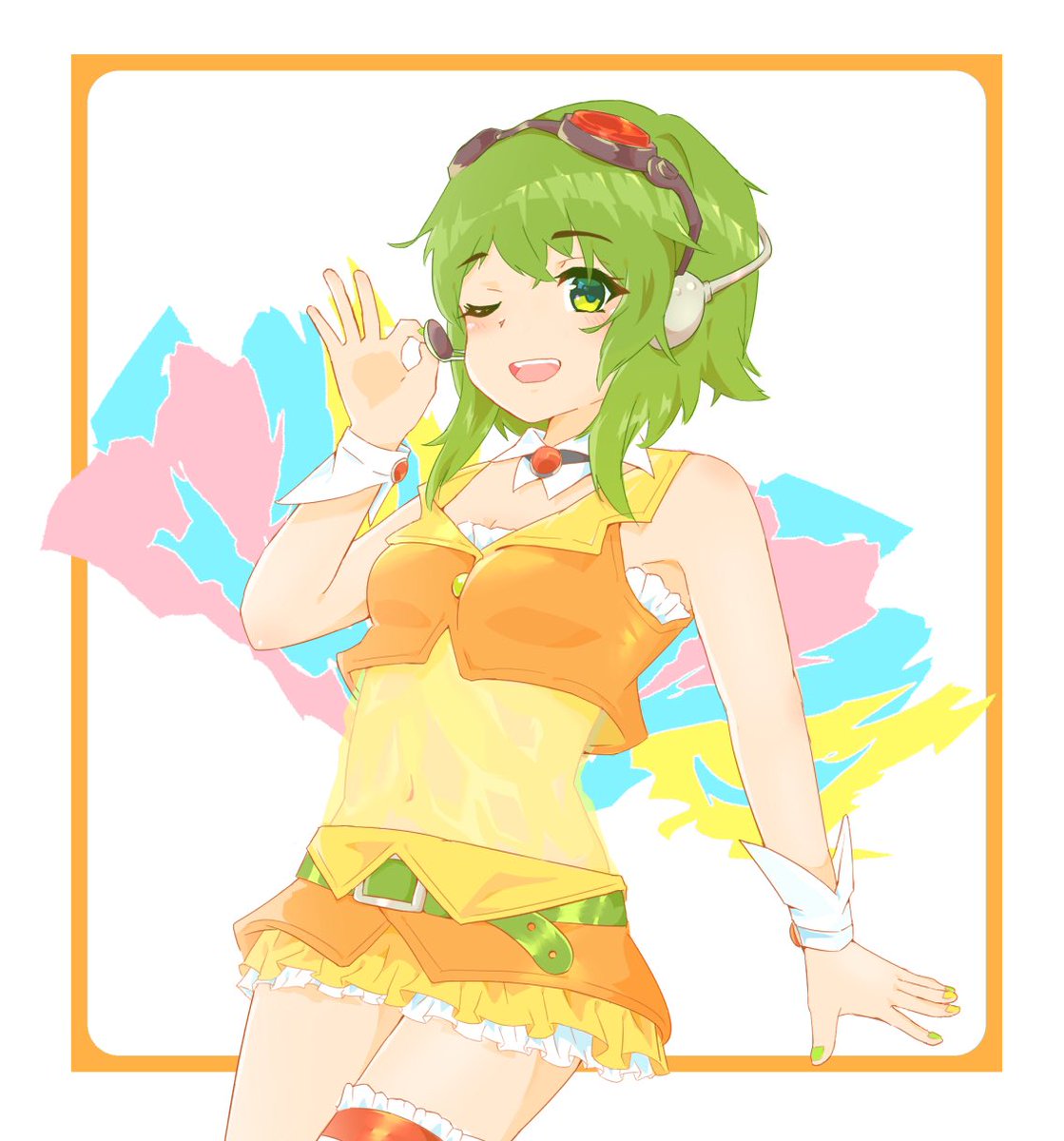 の つ 遅めのgumi誕イラスト Kzさんのアルバムcrosslightを聴きながら描きました Gumi Vocaloid ボーカロイド Megpoid イラスト Illust Gumi誕生祭