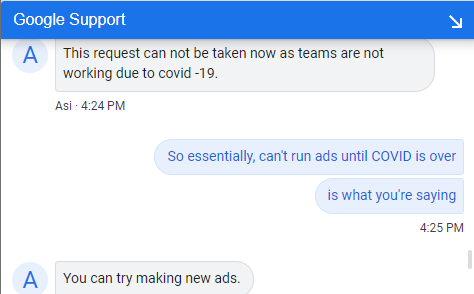 DigiMeal_Meng's tweet photo. 10/10 Service, @GoogleAds 🙄 https://t.co/bBL2Ofnacm