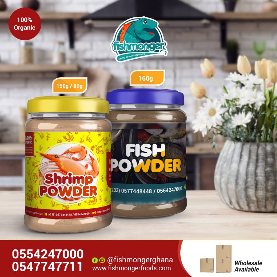 Help promote a business. Prices: 150grams Shrimp Powder - GHS 2580grams Shrimp Powder - GHS 15160grams Fish Powder - GHS 22500ml Tasty Shito (with meat chunks) - GHS 25500ml Tasty Shito (without meat chunks) - GHS 20Contact  @EsiJollof